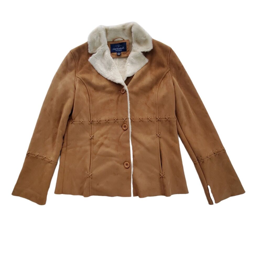 Mackintosh New England‎ Brown Faux Suede Faux Fur Lined Jacket Women's Medium